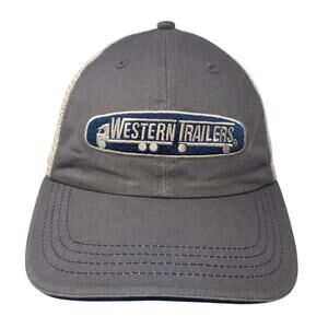 Western Trailers Trucker Hat Gray One Size Adjustable Embroidered Mesh Back Cyrk